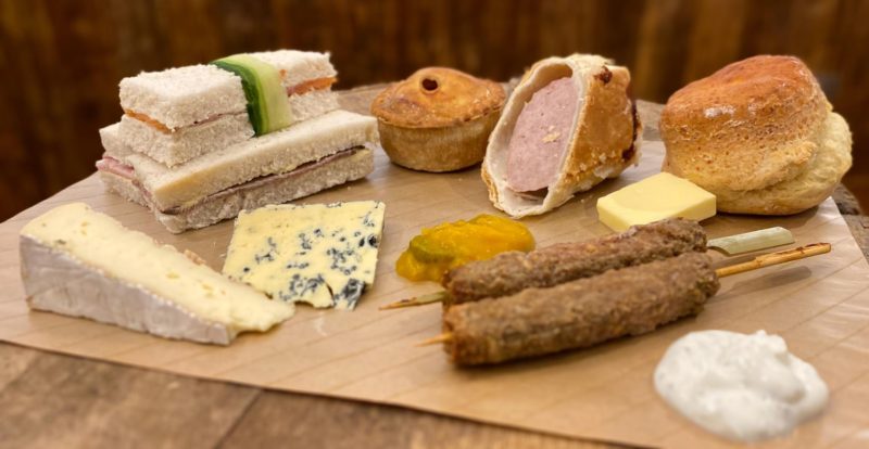 Selection of sandwiches and savoury treats on Farmer Copleys Savoury Afternoon Tea